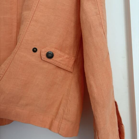 J Jill Linen Button Front Jacket Lightweight Casual Soft Orange Resort Boho L - Picture 6 of 11